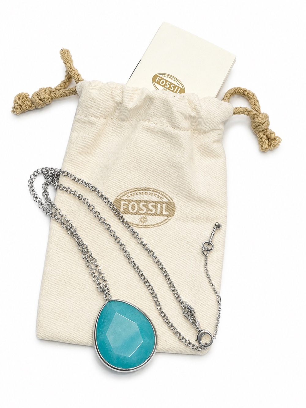 Fossil Teardrop Pendant Necklace